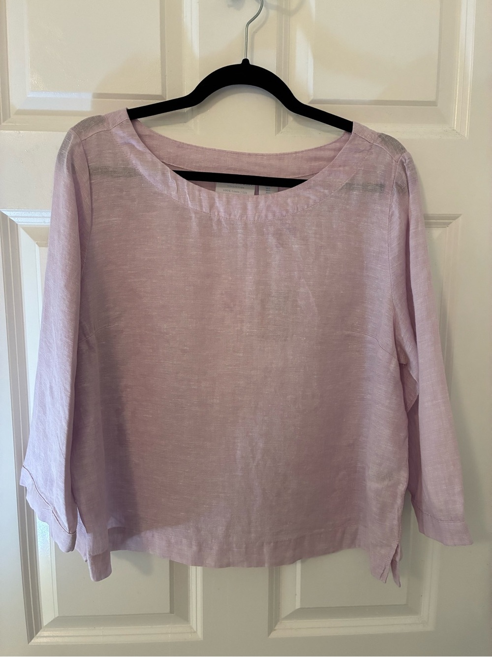 NEW Martha Stewart Collection Linen Lavender Women's Boatneck Top Large
